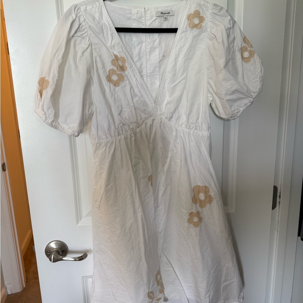 Madewell White Mini Dress with Floral Accents